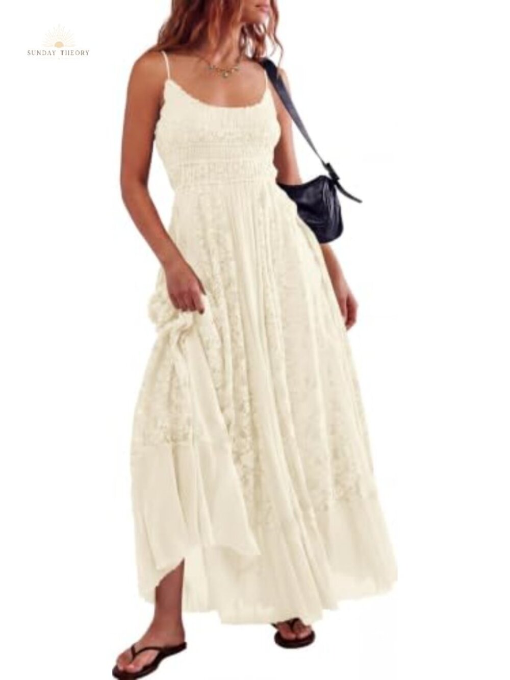 Lace Floral Embroidered Bohemian Maxi Dress A Line Beach Long Dress